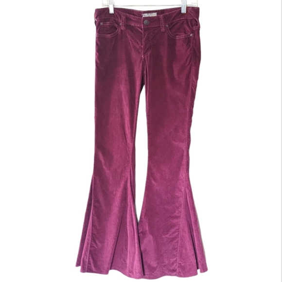 Free People Pants - Free People Red Corduroy Pants Bell Bottom size 27 Red Flare Hippie Boho